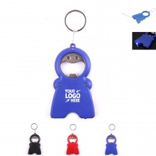 Smile Keychain LED Light Bottle Opener With Tape Measure